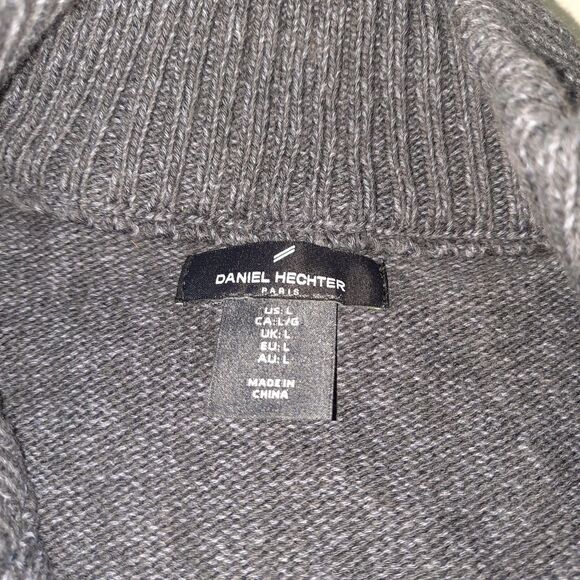 NEW Daniel Hechter Paris Men's Knit Sweater Cardigan Navy Full Zip Ribbed Large - Picture 3 of 5